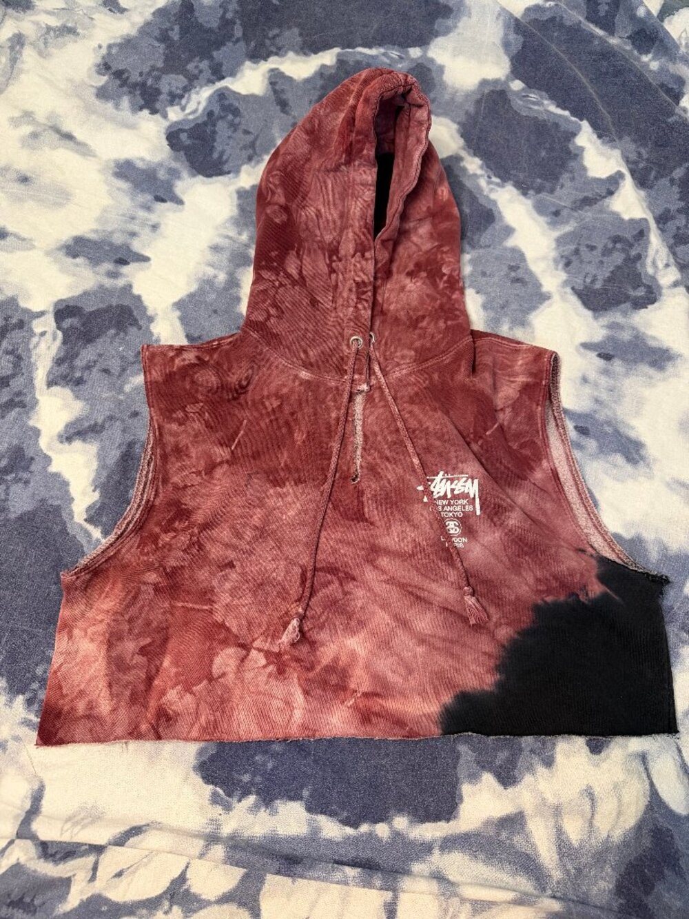 Vintage 90s Stussy Cropped Hoodie Womens Large 21x15 Cutoff